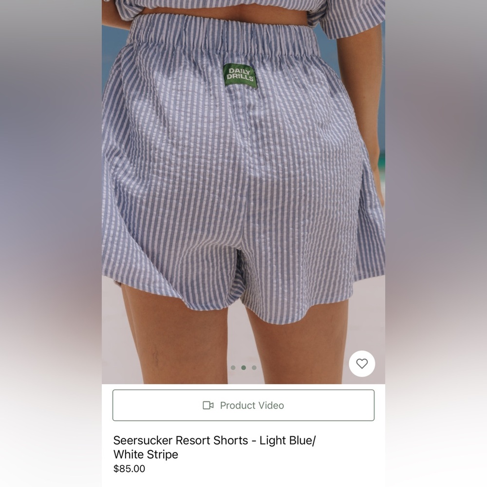 Daily Drills blue seersucker resort shorts (Soldout online)